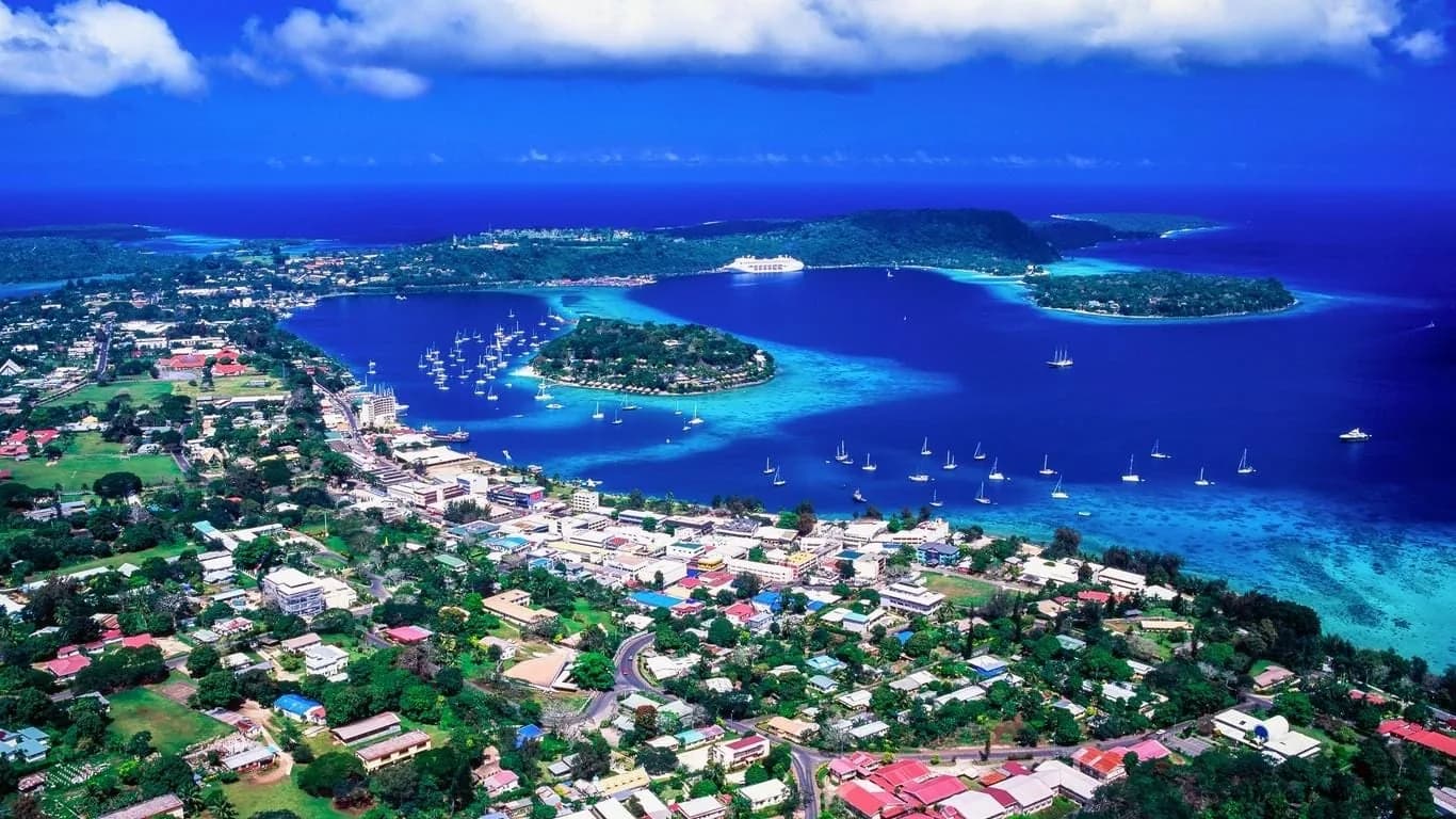 Port Vila waterfront from the air